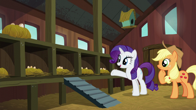 File:Rarity presents empty chicken coop to Applejack S6E10.png