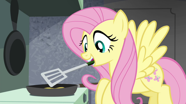 File:Fluttershy flipping burgers S4E22.png