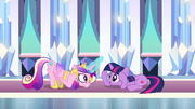 Cadance and Twilight doing the --Sunshine-- dance in the Crystal Empire S3E01