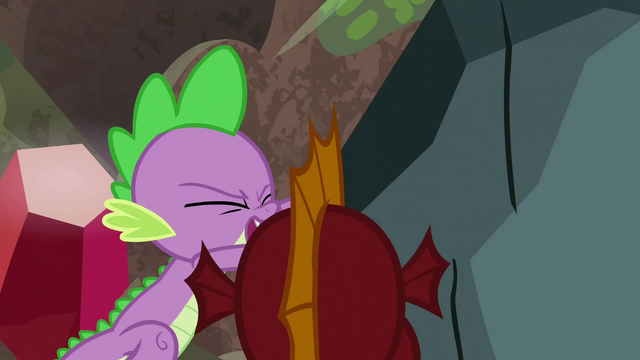 File:Spike pushing boulder off of Garble S6E5.png