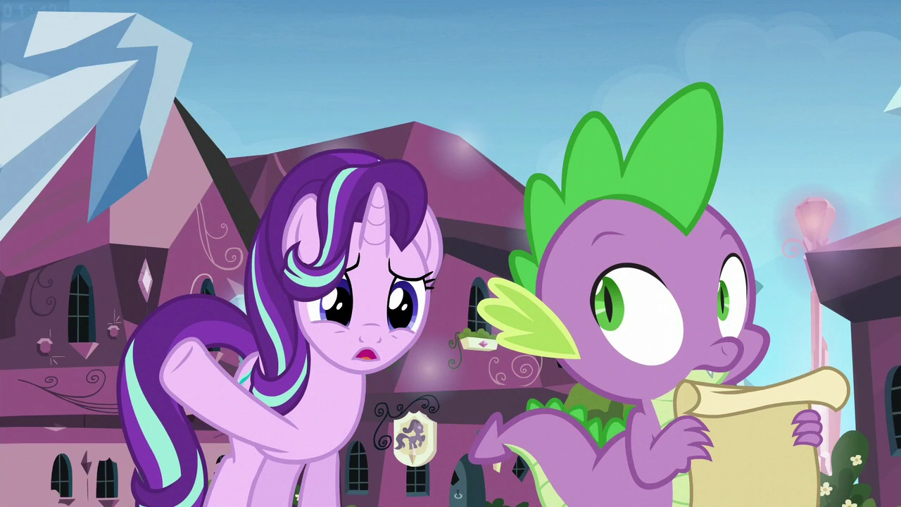 Image - Starlight asks Spike about the statue S6E1.png | My Little Pony