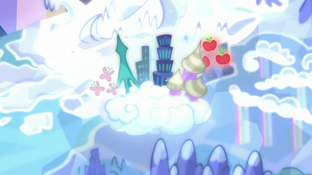 File:AJ and Fluttershy's cutie marks float around Las Pegasus S6E20.png