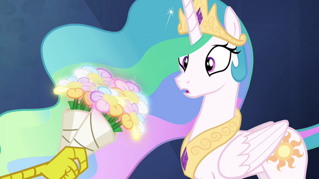 File:Discord gives Celestia a bouquet of flowers S4E26.png