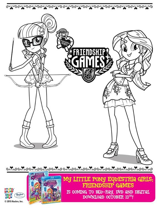 Image  SciTwi and Sunset Shimmer Friendship Games coloring page.jpg  My Little Pony 
