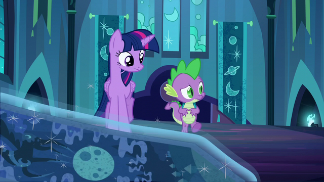 File:Tapestry levitated in front of Twilight and Spike S5E26.png