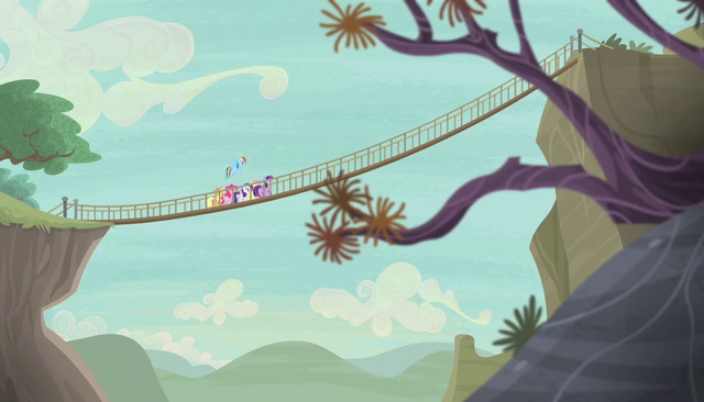 File:Mane 6 walking on rope bridge S5E01.png
