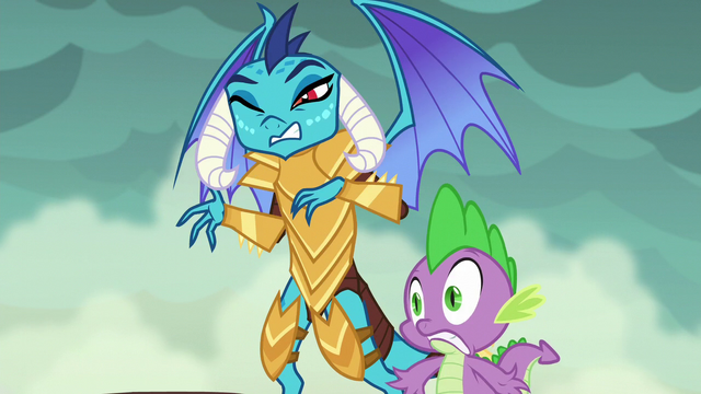 File:Spike and Ember hear Rarity's squeal S6E5.png