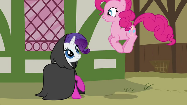 File:Pinkie Pie jumping in front of Rarity S3E3.png