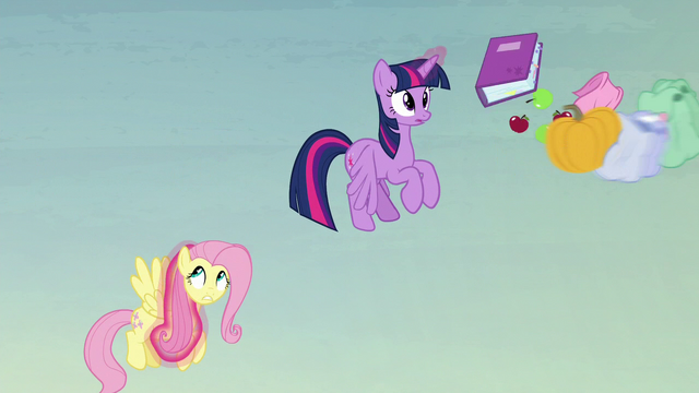 File:Flying pumpkin hits Twilight and Fluttershy's bags S5E23.png