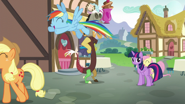 File:Main ponies laugh as they leave Twilight S5E22.png