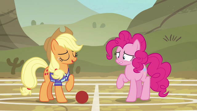 File:Softball rolls next to Applejack's hooves S6E18.png