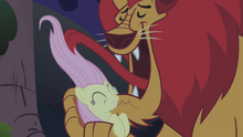 Manticore licking Fluttershy's mane S1E02.png