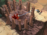 Tenzo suprimiendo el chakra de Naruto