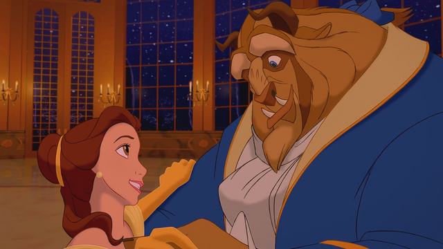 Fichier:La Belle et la Bête (Disney) danse valse salle de bal regard amour sourires.png