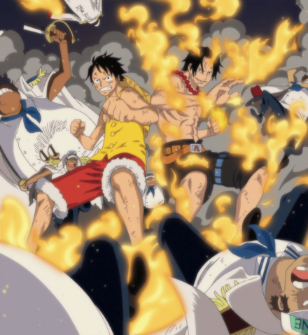 File:Ace and Luffy Fighting Against Marine Officers.png