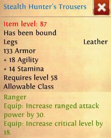 Info legs StealthHunter