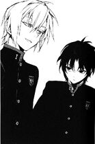 Shinya and Guren in highschool LN