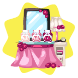 Pink wig dye table