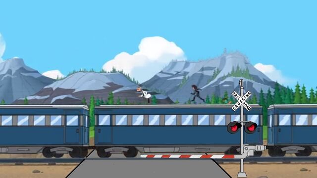 File:Train with railroad crossing.jpg