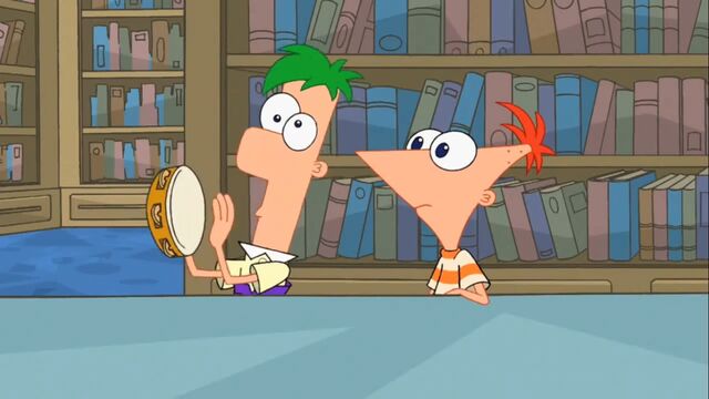 File:Ferb hits a tambourine.jpg