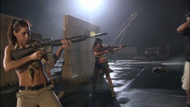 File:The Badass Babes of Planet Terror, Emmy Robbin with an M16A2 and Electra Avellan with an M16 or M16A1..jpg