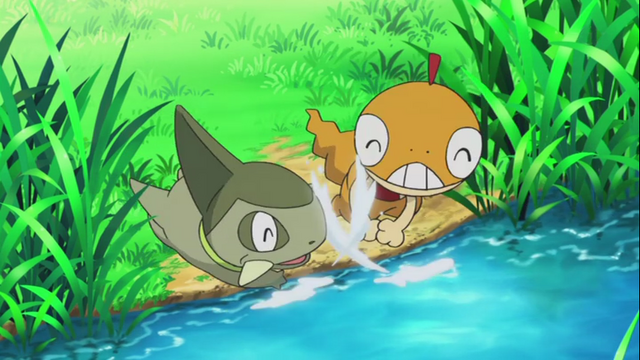 File:Axew Scraggy playing.png
