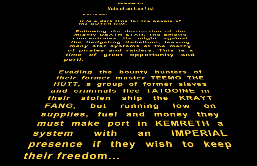 Starwars Iron fist opening crawl