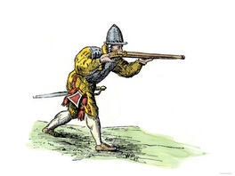 Spanish-soldier-aiming-an-arquebus-in-the-new-world-16th-century