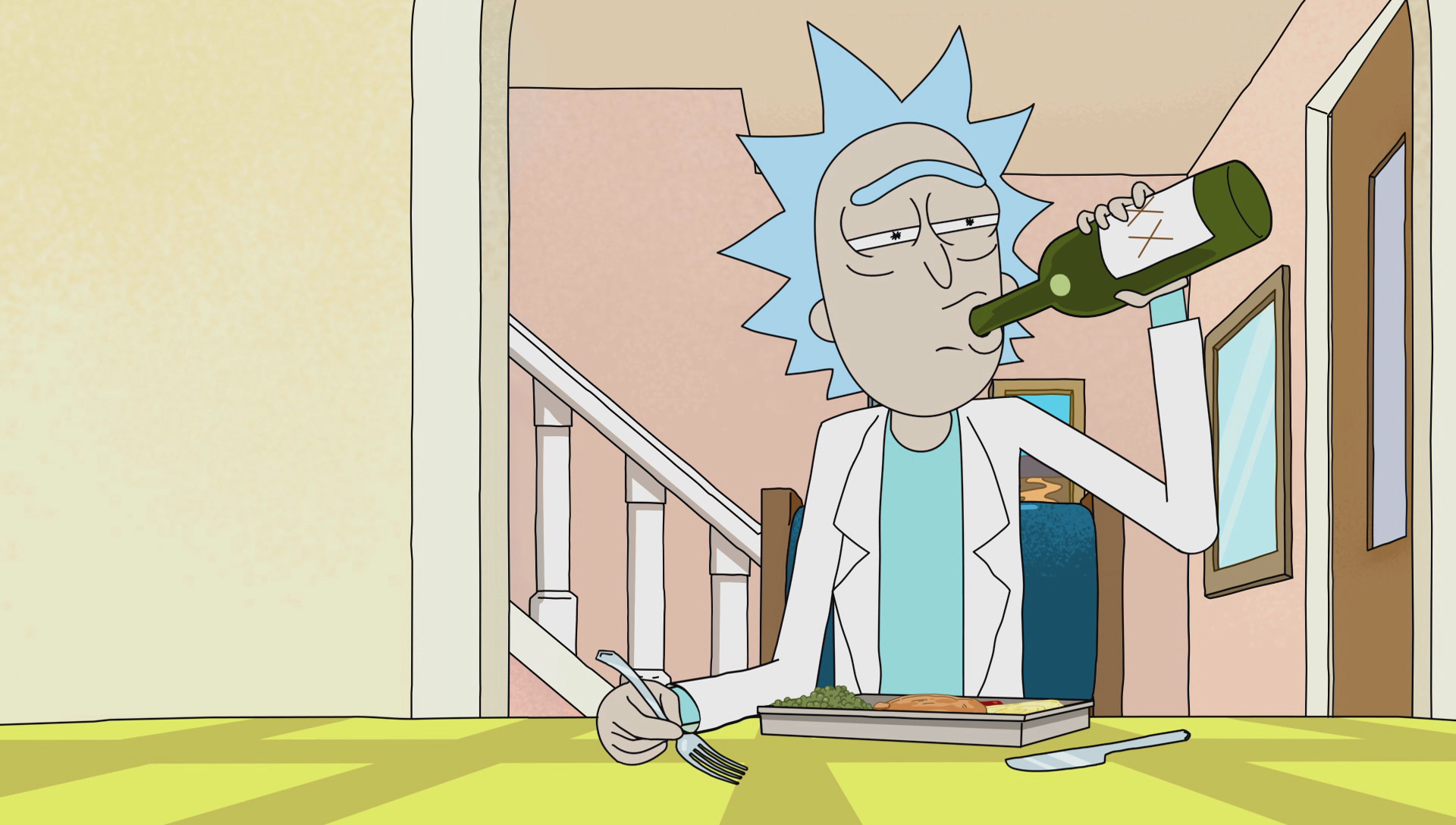 Image result for rick drinking.