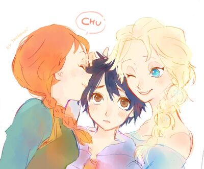 Anna, Elsa, and Hiro