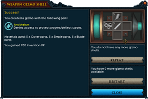 Weapon gizmo shell interface
