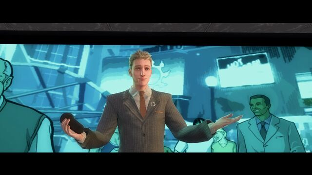 File:An Amazing Quarter - Dane Vogel during presentation with smiling characters on screen.jpg