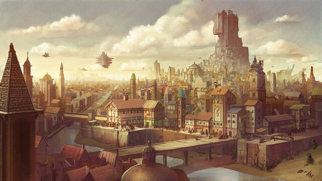 File:1200x677 1289 Old empire city 2d fantasy city airship empire architecture picture image digital art.jpg