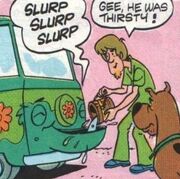 Shag feeds Mystery Machine