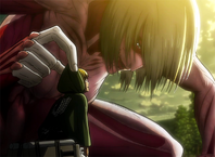 Armin encounters the Female Titan.png