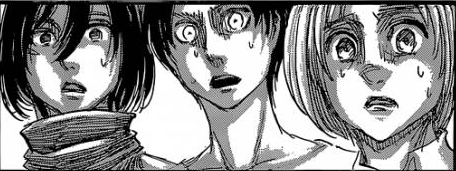 Mikasa Eren Armin shocked