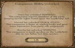 Companion ability unlocks