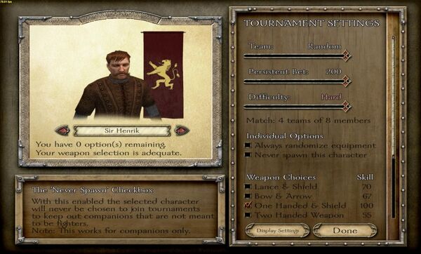 Tournament Option Panel - small