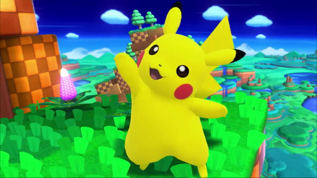 File:SSB4 Pikachu waving on Windy Hill.png