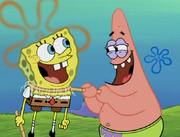 Spongebob and Patrick laughing
