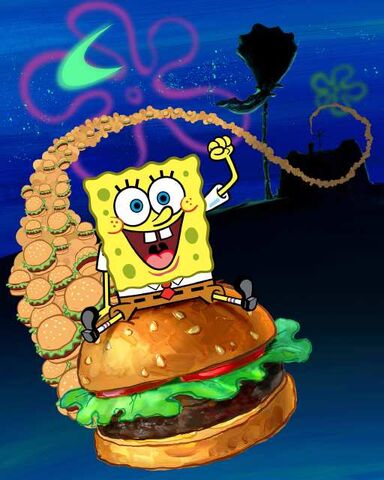 File:Spongebob on a big patty.jpg
