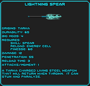 Lightning Spear Data