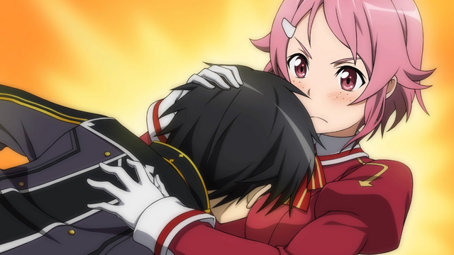 File:Lisbeth hugging Kirito.png