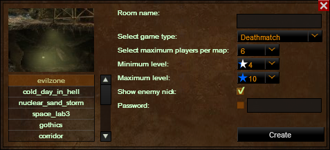 Room Creation Menu