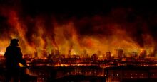 Burning city