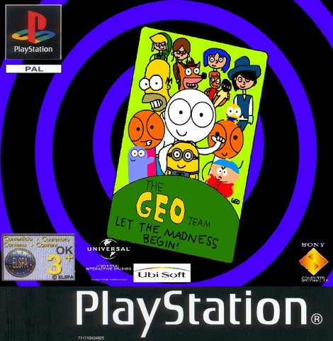 File:The Geo Team - Let the Madness Begin! PS1 PAL cover art.png