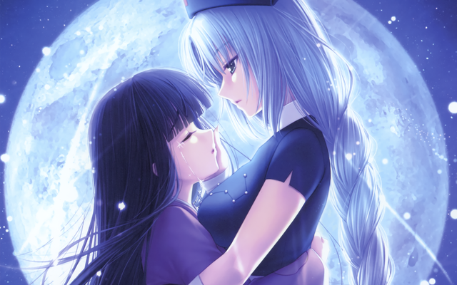 File:Video-games-touhou-moon-long-hair-houraisan-kaguya-crying-braids-white-hair-yagokoro-eirin-two-girls-sayori-neko-works-anime-girls-HD-Wallpapers.png