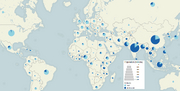 Map Motorcycles vs cars by population millions 2002