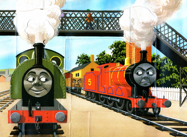 File:JamestheRedEngineandtheTroublesomeTrucks2.png