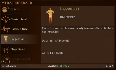 Juggernaut Selection Menu